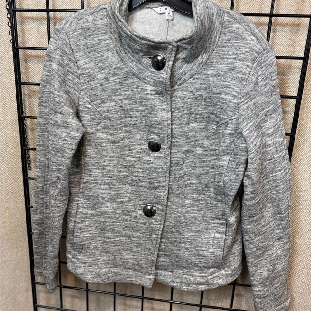 CAbi Heather Gray Button-Up Blazer